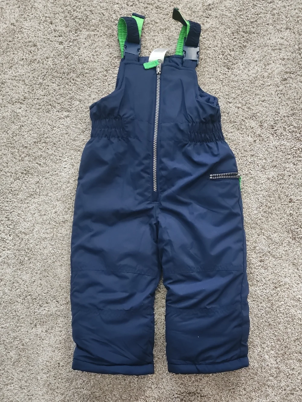 Carter's Navy Snow Bibs with Green Accents